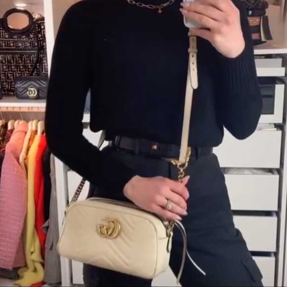 Gucci Handbags - authentic gucci Marmont small shoulder bag white